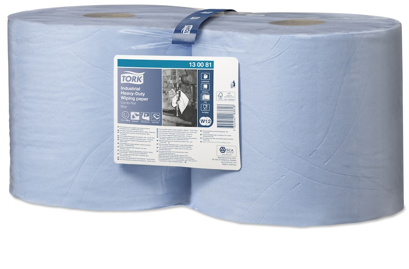 Blue 3 Ply Premium Heavy Duty Wiping Paper - 2 x 119m Combi Rolls - Tork 130081 - Image 3