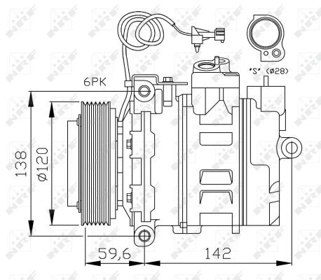 Klimakompressor 12 V Ø 120 mm 7SBU16C NRF passend für u.a. SAAB 9-5 - Bild 8