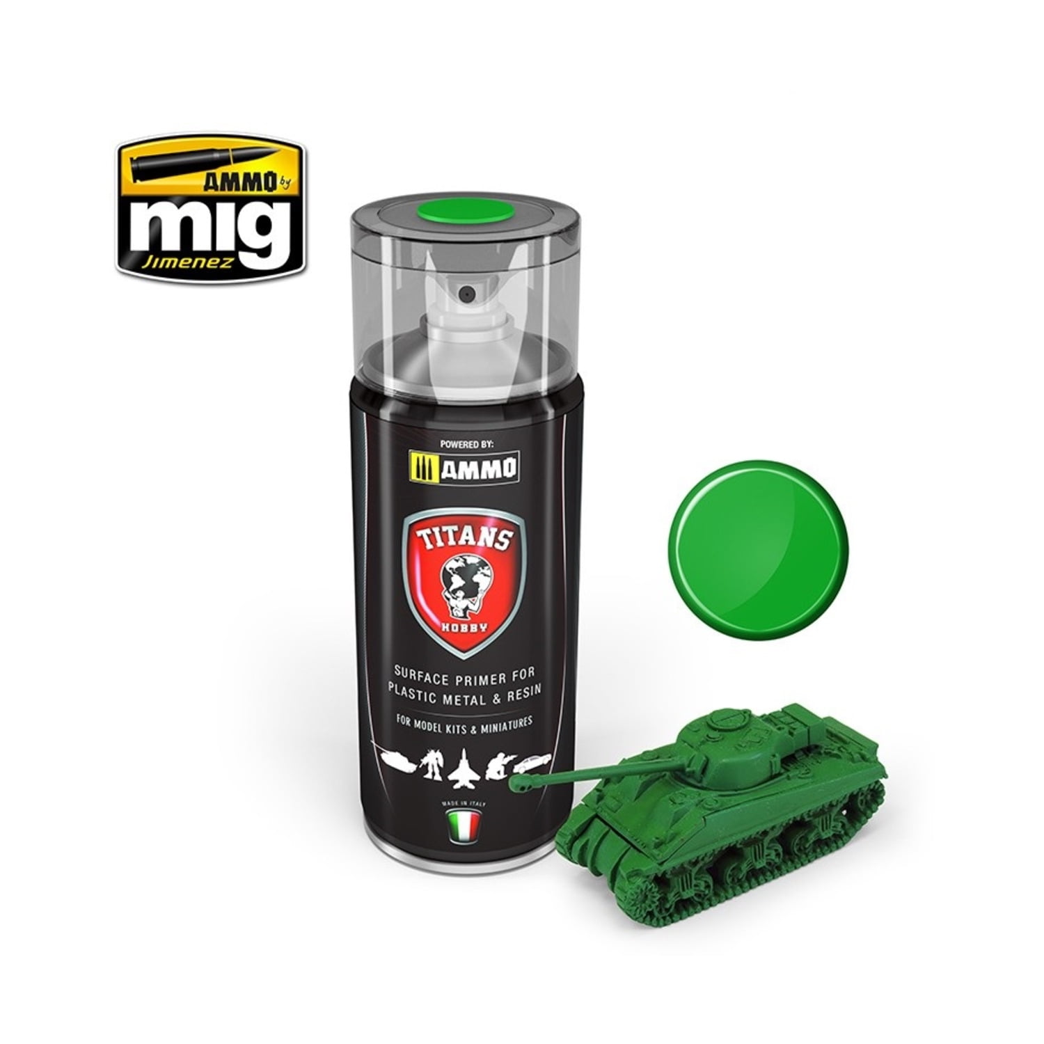Ammo by Mig Titans Hobby 106 Emerald Green Matt Primer 400ml Model Spray  Paint