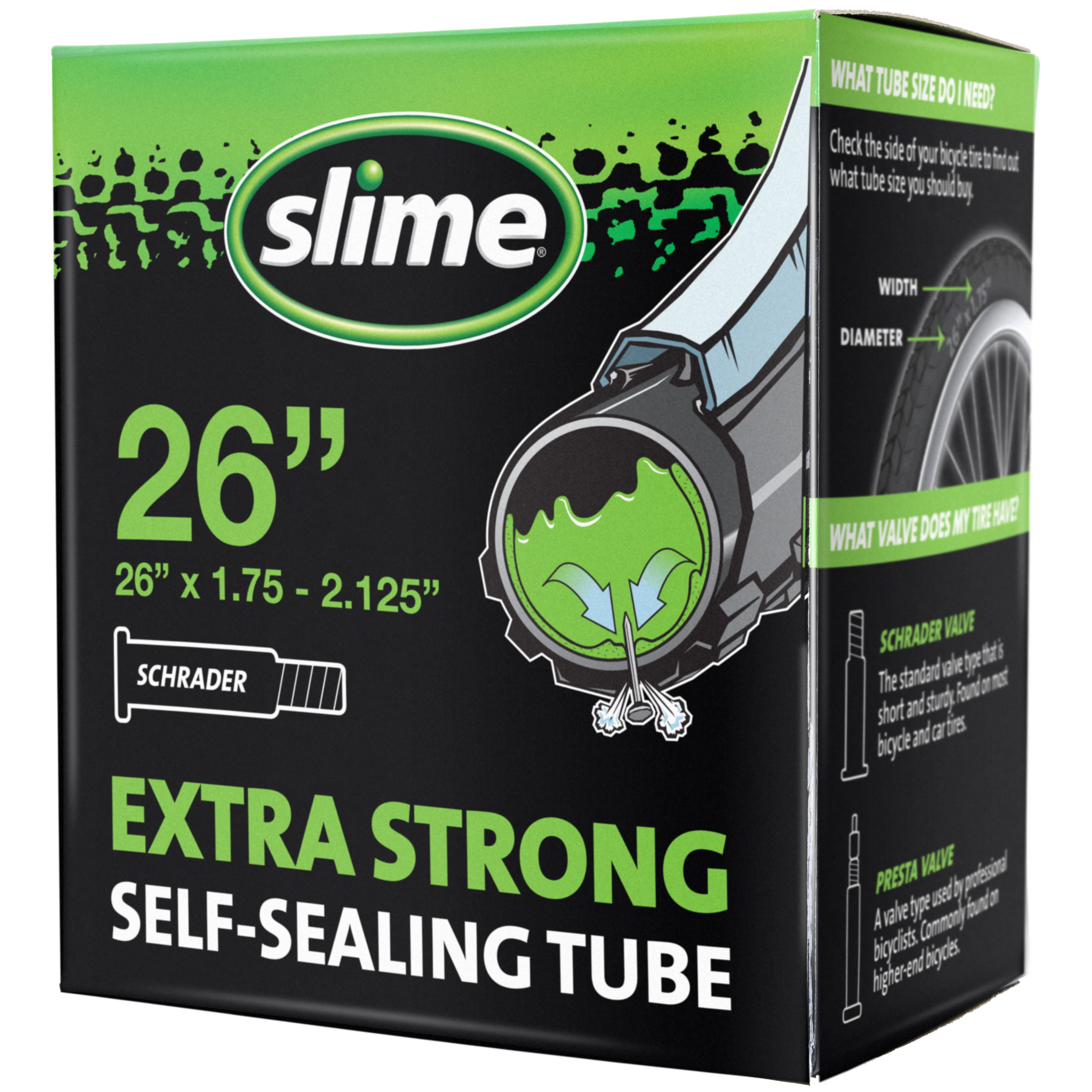 Slime Inner Tube Self HEALING 26"" x 1.75-2.125 SCHRADER Bike Tubes X2