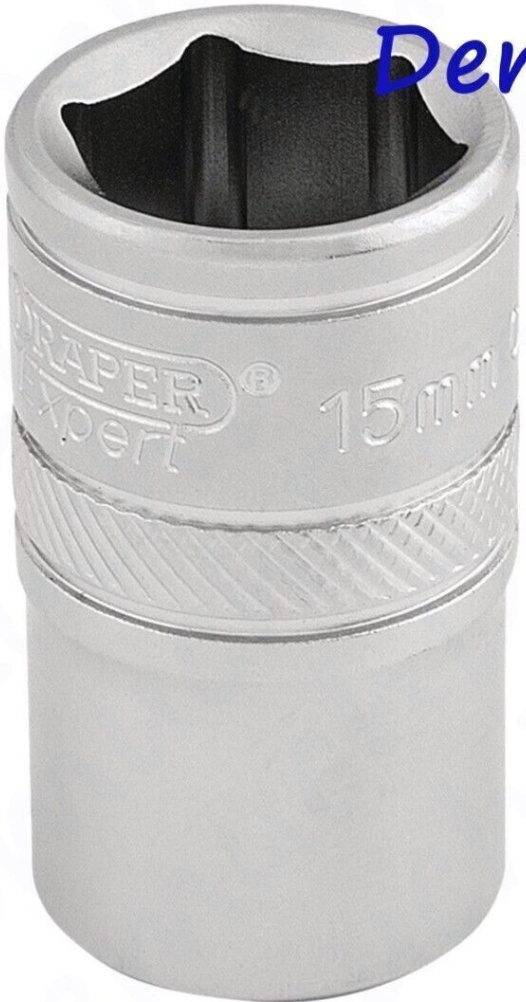 Draper 16605 6 Point Metric Socket 1/2"" Sq Dr 15mm