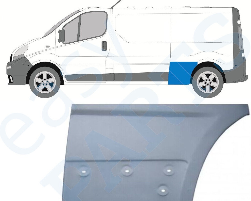 RENAULT TRAFIC VIVARO PRIMASTAR 2001- LONG REAR REPAIR PANEL / LEFT