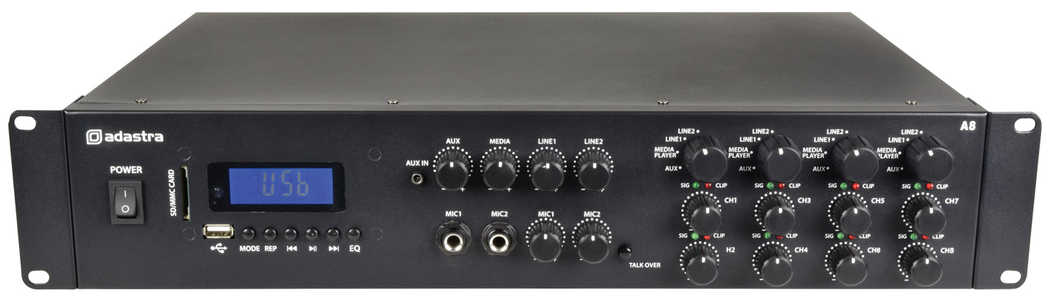 ADASTRA A8 Quad Zone 8X 200W Stereo Amplifier With Bluetooth USB SD FM Install
