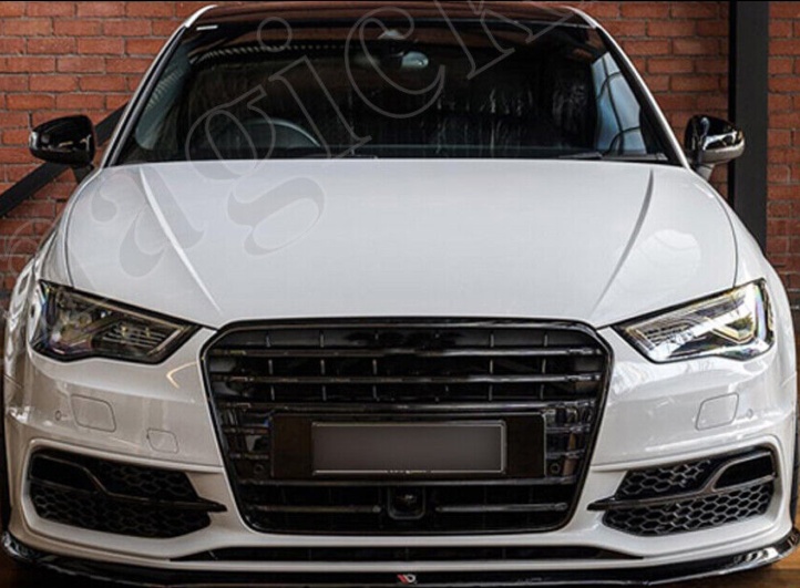 HONEYCOMB GLOSS BLACK FOG LIGHT COVERS GRILLES FOR AUDI A5 S LINE & S5 2013-2017