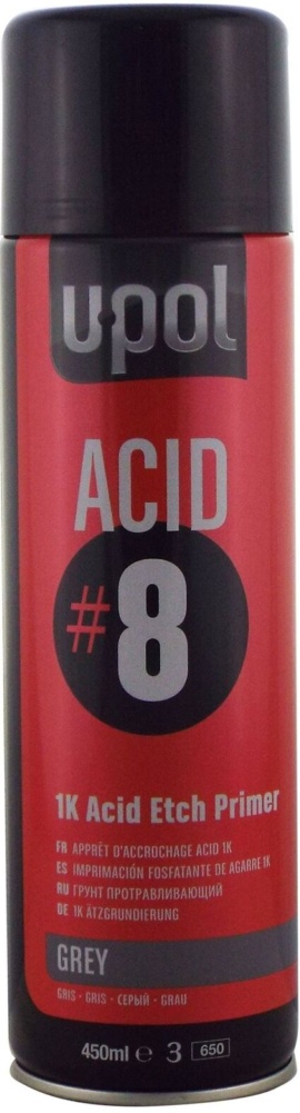 UPol Acid 8 1K Etch Primer 450ml x2 Aerosol Paint Fast Drying Aluminium Upol