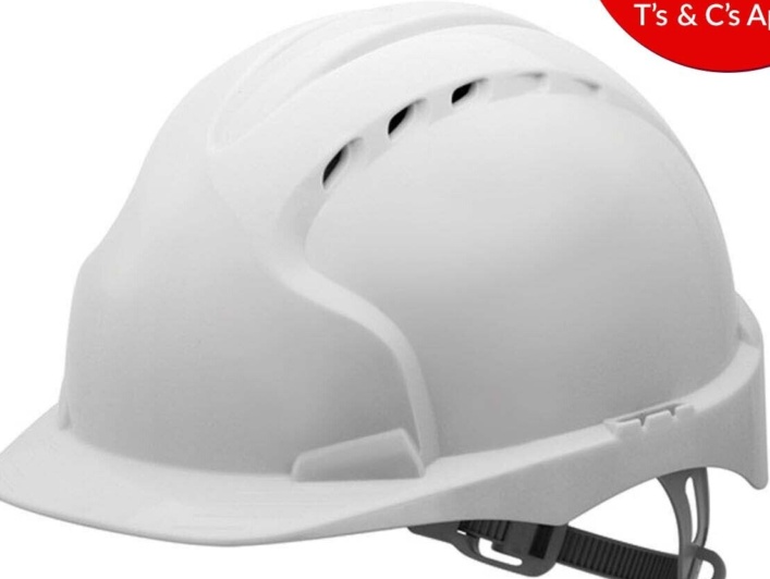 JSP EVO2 white vented mid peak comfort hard hat safety helmet slip ratchet