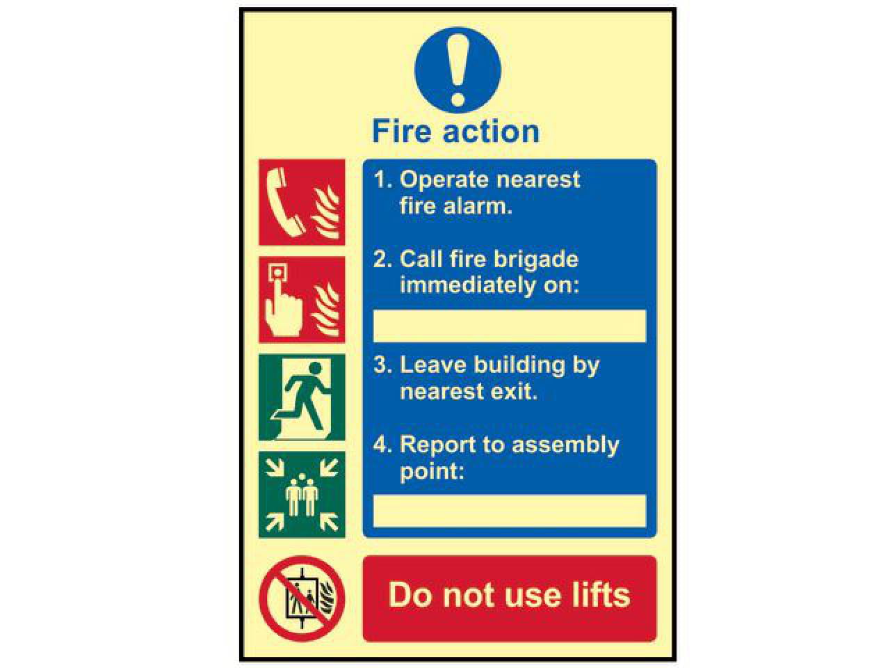 Scan Fire Action Procedure - Photoluminescent 200 x 300mm