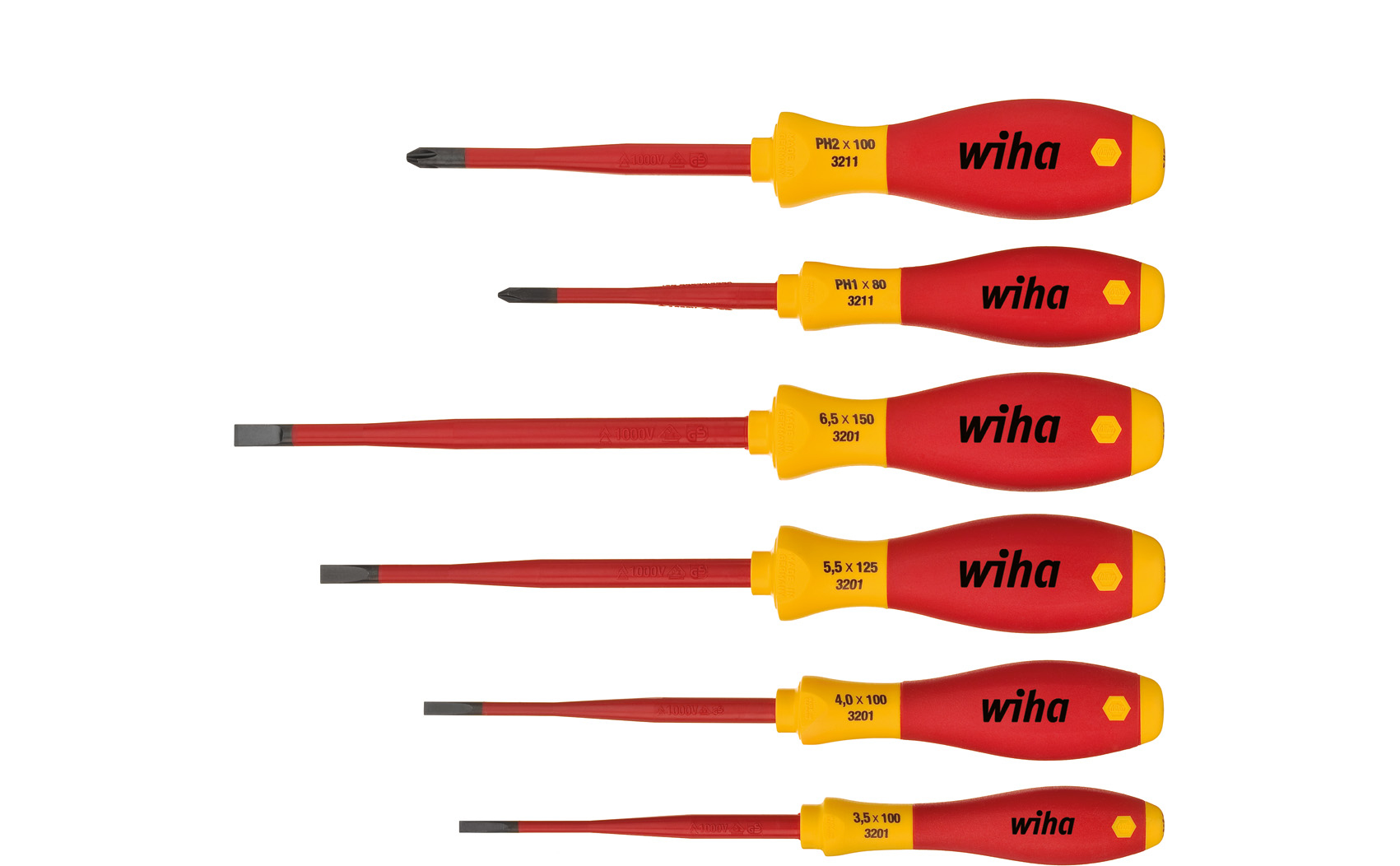 Wiha 35389 Slotted Phillips Screwdriver Set 6pcs SlimFix 1000v VDE Electrician