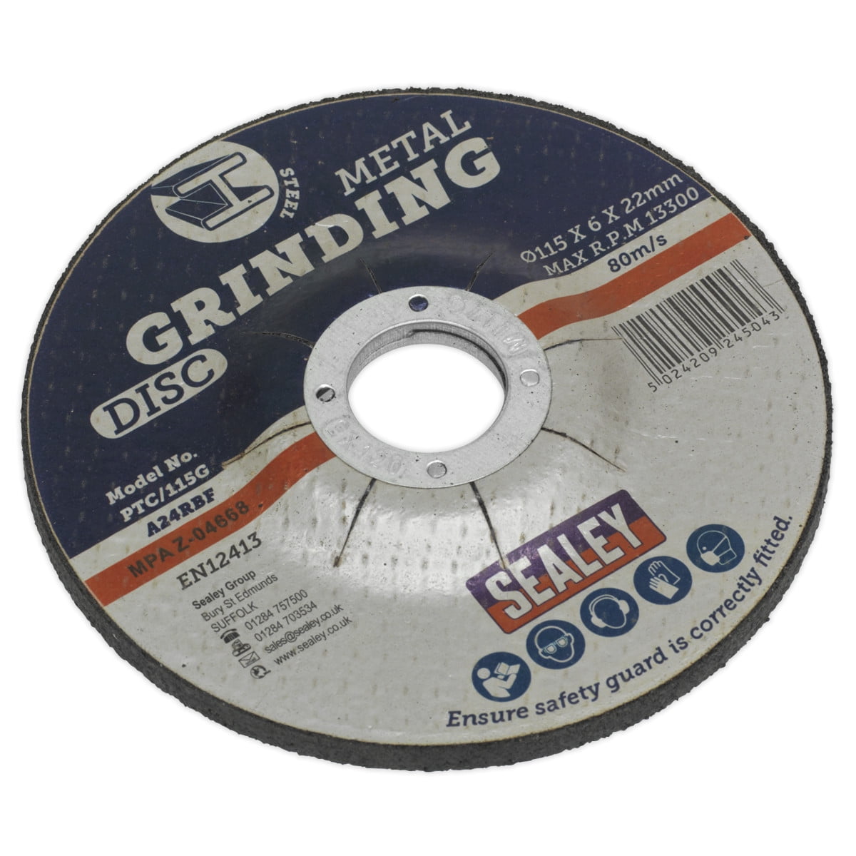 Sealey Grinding Disc Ø115 x 6mm Ø22mm Bore Metal