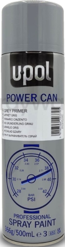 x3 UPOL Power Can Grey Primer Aerosol Spray Paint Quick Drying 500ml