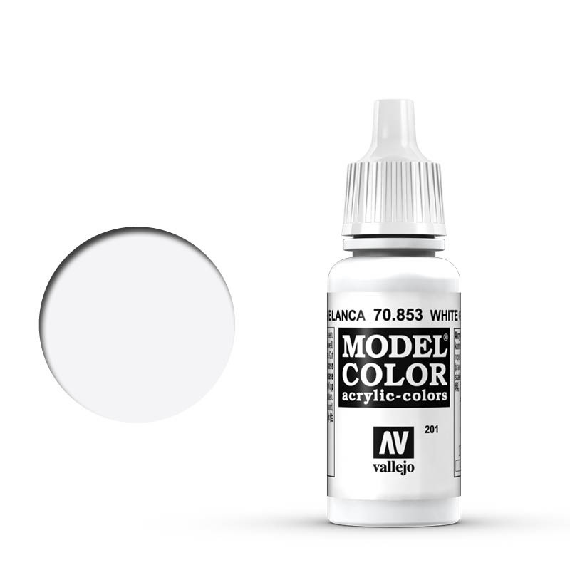 Vallejo Model Color White Glaze Acrylic 17ml/0.57 fl oz Dropper Bottle - 70.853