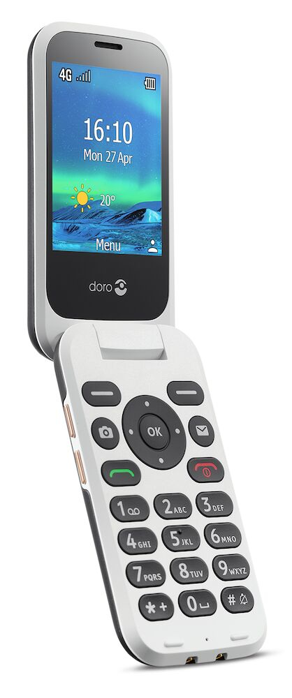 Doro 6880 4G Big Button Flip Mobile Phone SOS Function with Cradle  Black Copper