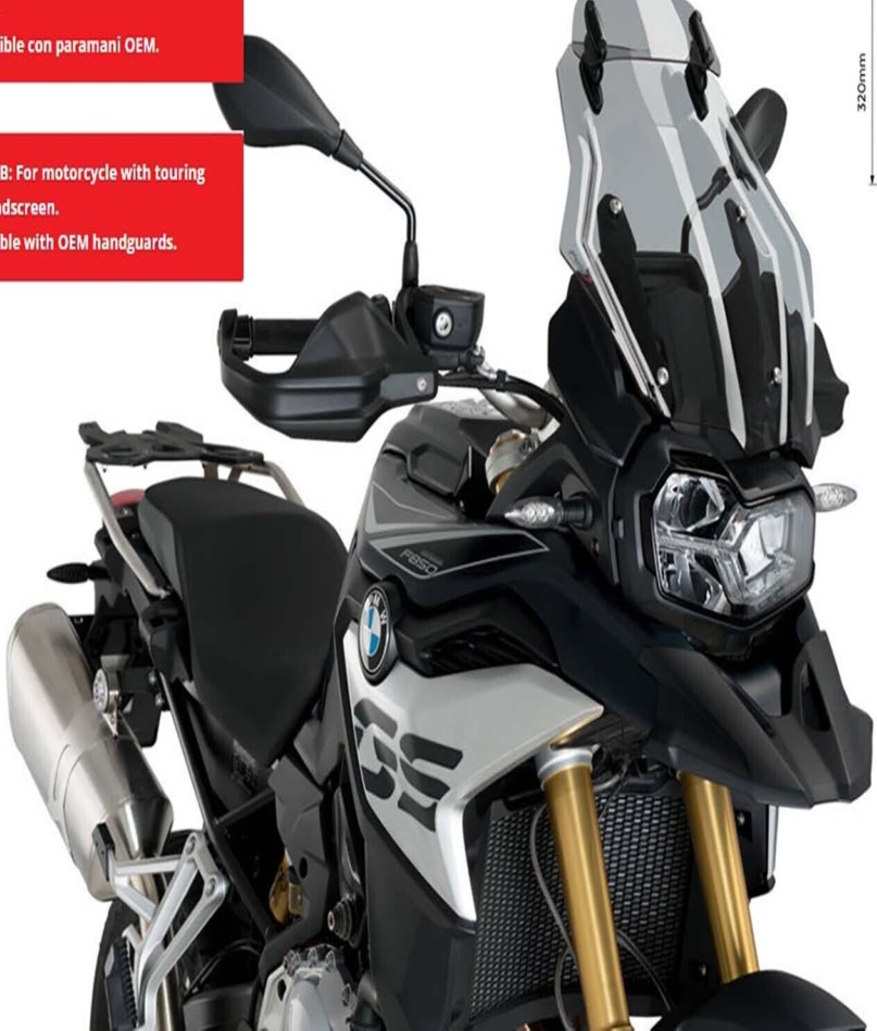 Puig Touring Screen B with Visor | Light Smoke | BMW F 750 GS 2018>2024