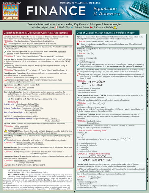 Finance Equations & Answers by Florida Institute of Finance