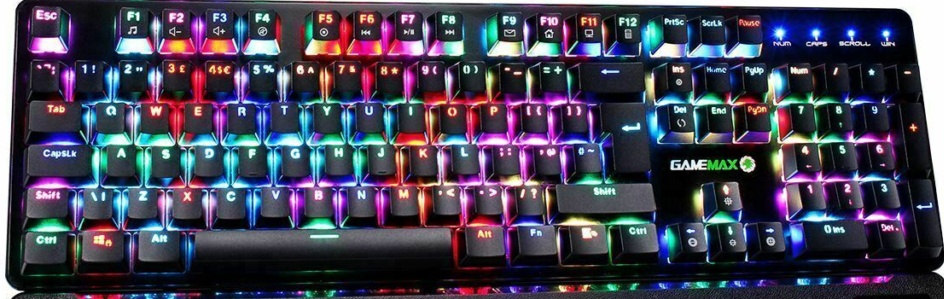 GameMax Strike Tactile Mechanical RGB Red Switch PC Gaming Keyboard Wrist Pad