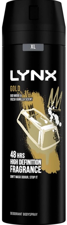Lynx XL 48-H High Definition Fragrance Gold Body Spray Deodorant 6 Pack, 200ml