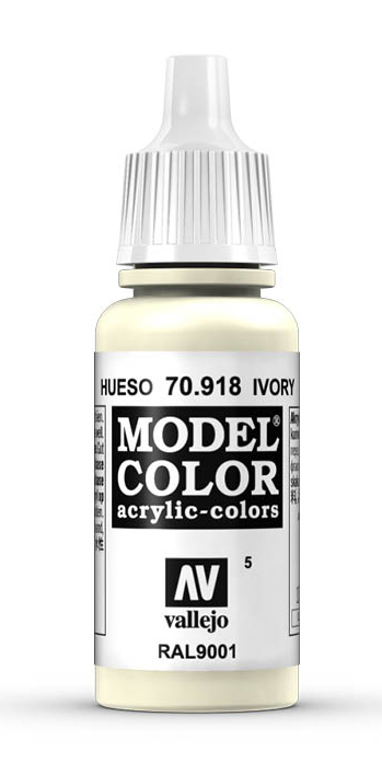 Vallejo Model Color Ivory Acrylic 17ml/0.57 fl oz Dropper Bottle - 70.918