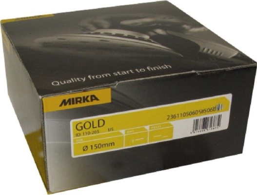 Mirka P180 Gold PSA Self Adhesive Sanding Discs 150mm / 6"" 100pk Sticky 6hole