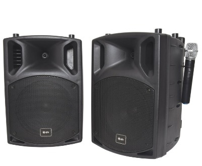 QTX PAV10 Portable Karaoke PA Speaker System Bluetooth SD USB CD DVD + UHF Mics