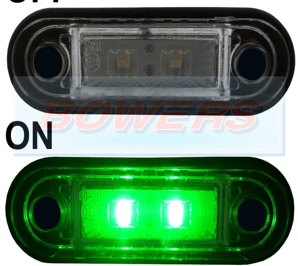 12V/24V FLUSH FIT GREEN LED MARKER LAMP / LIGHT TRUCK VAN LORRY KELSA BAR AS RDX