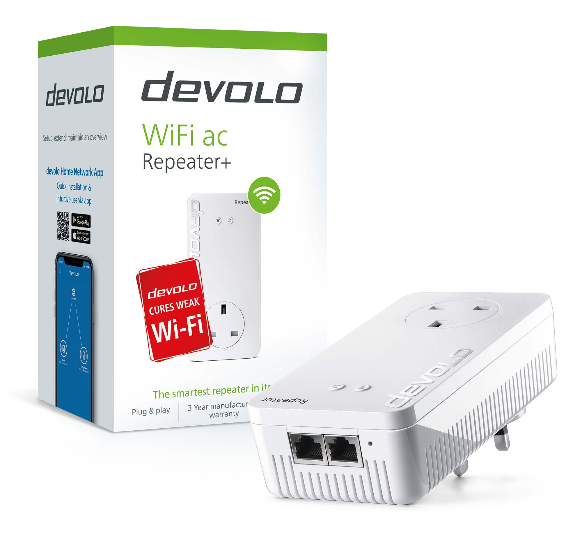 Devolo Wifi Repeater+ Ac Network Repeater 1200 Mbit/S Wi-Fi Ethernet Lan White