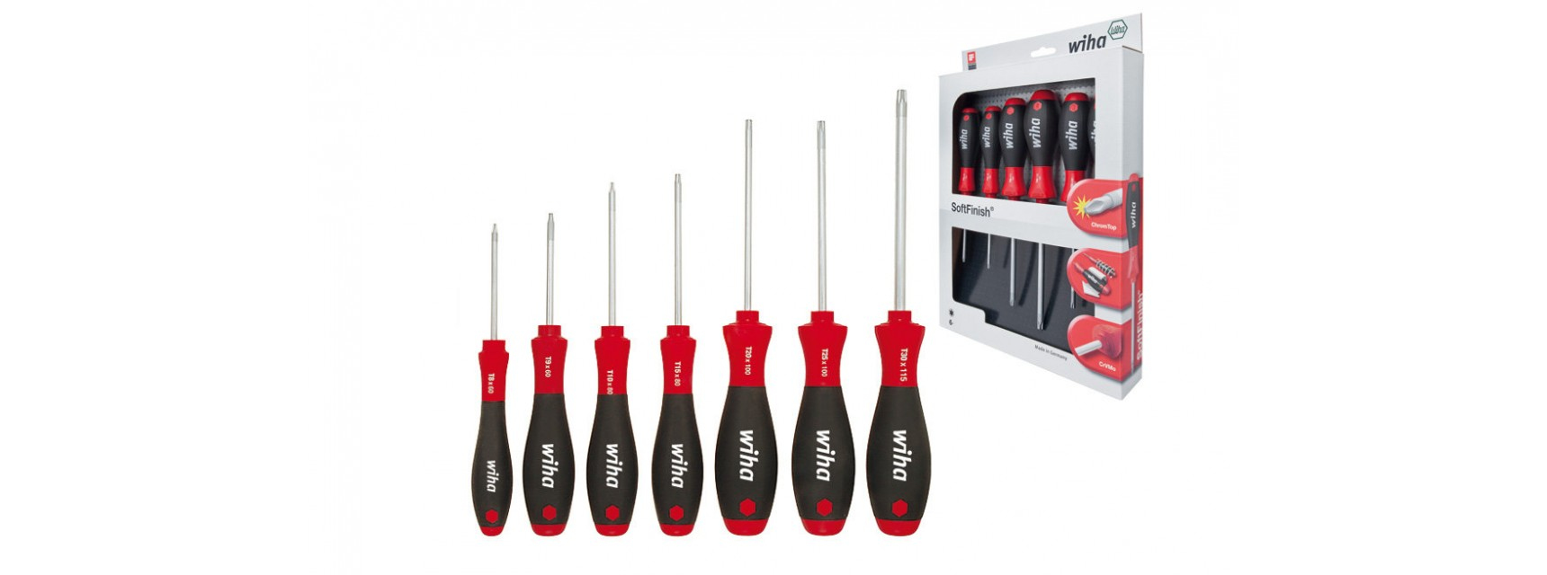 Wiha 01299 Torx Screwdriver Set 7pcs T8 T9 T10 T15 T20 T25 T30 SoftFinish