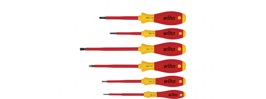 Wiha 00833 Phillips Slotted Screwdriver Set 6pcs VDE Electrician SoftFinish Grip