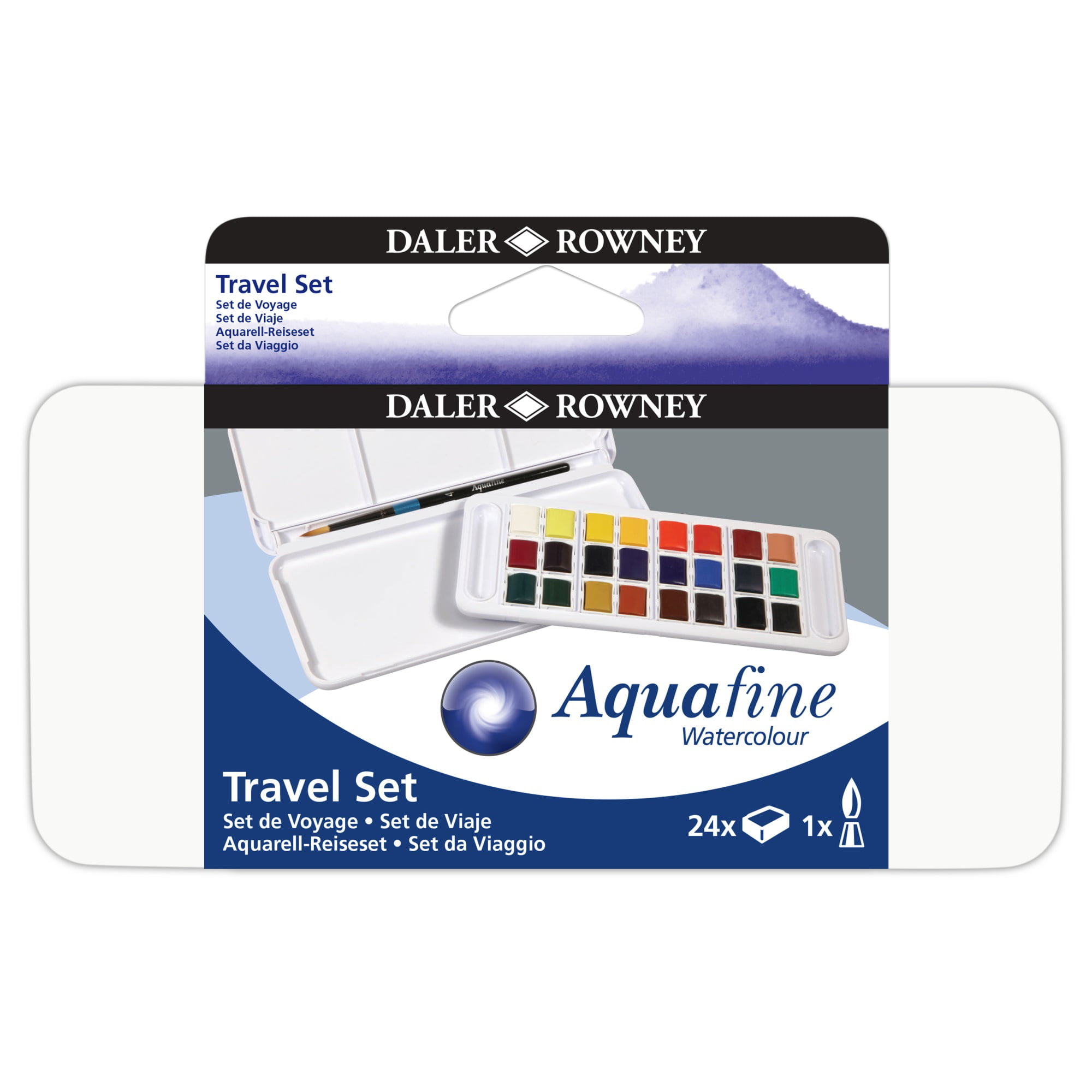 Daler Rowney Aquafine Watercolour Paint 24 Half Pan Travel Set