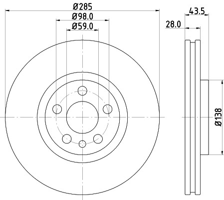 2x Brake Discs Vented Front 285mm MDC1598 Mintex 1606309280 1325772080