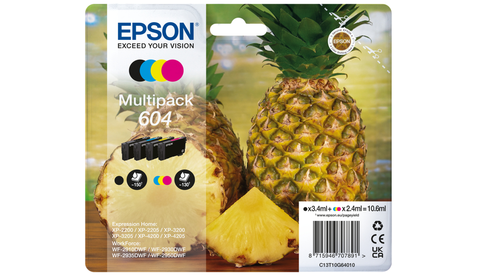 Genuine Epson Pineapple 604 Black Cyan Magenta Yellow Ink Cartridge C13T10G64010