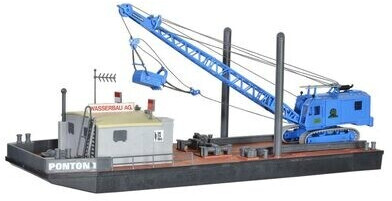Kibri 39156 - H0 Work Pontoon with MENCK Excavator M154 LC with Bucket - New