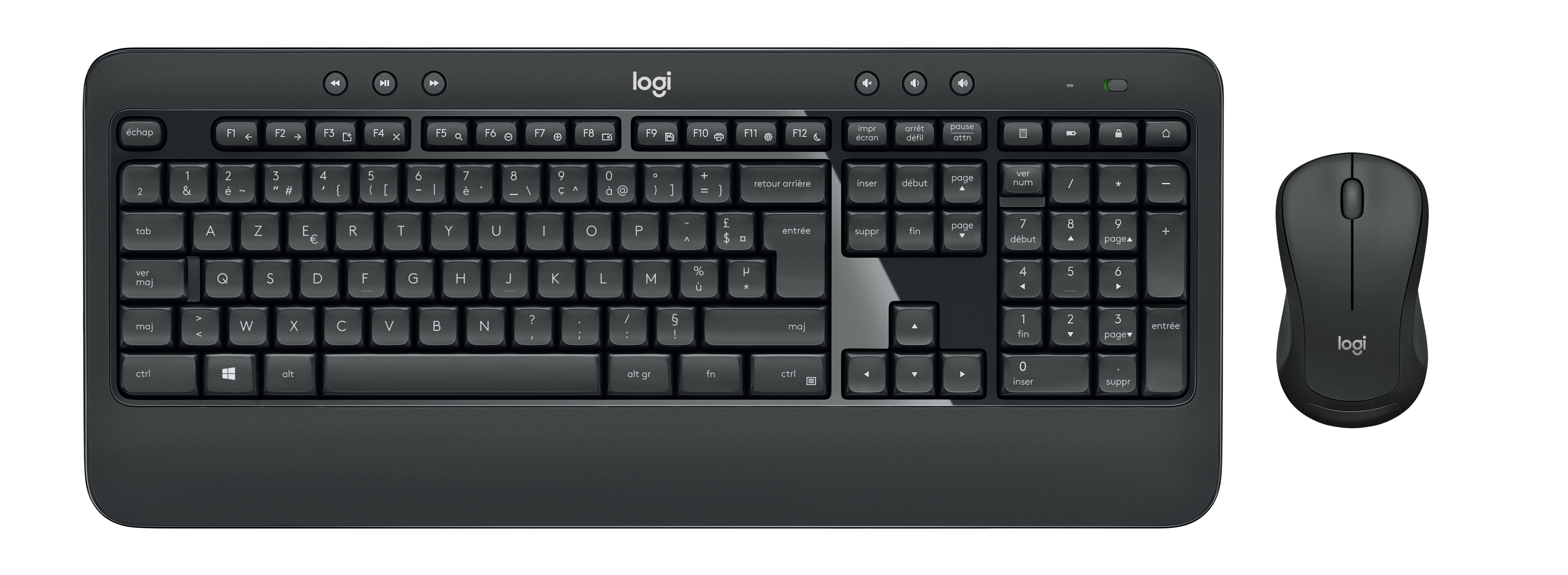 Logitech Mk540 Keyboard & Mouse Azerty Belgian Usb Wireless Rf Usb Wireless Rf O