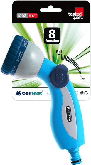 Garden hose plastic soft spray hand gun nozzle - 8 modes + flow regulation