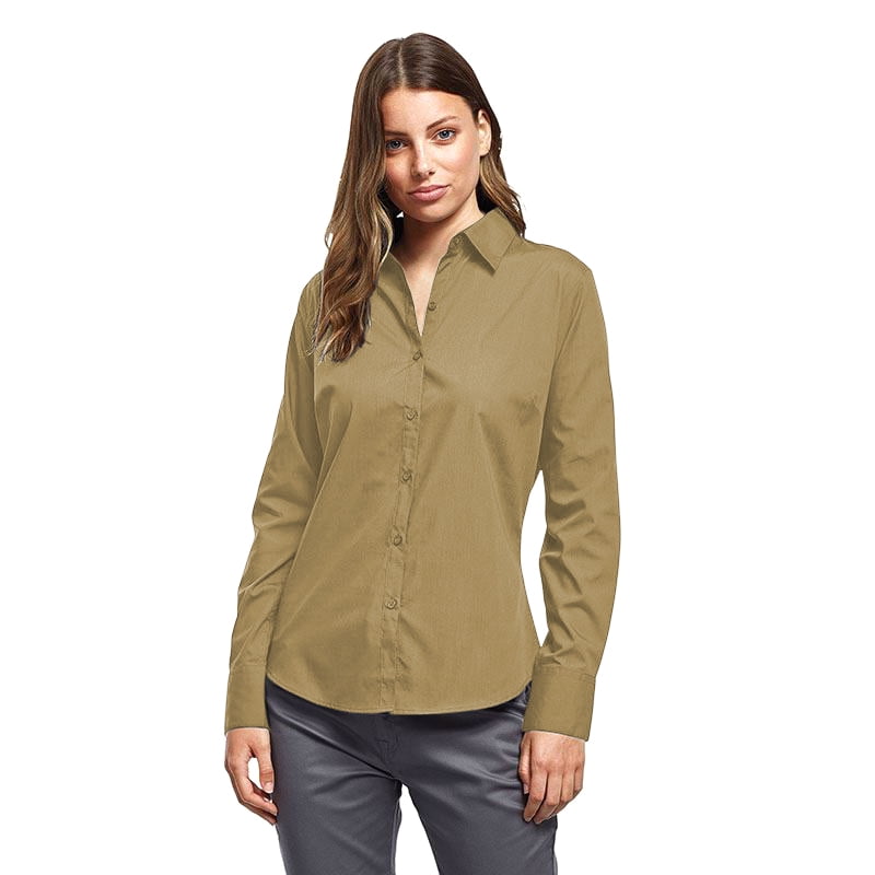 Premier (22, Khaki) Womens/Ladies Poplin Long-Sleeved Blouse Multicoloured