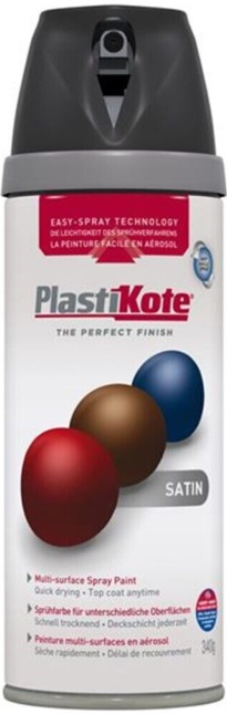 Plastikote Twist & Spray Satin Black 400Ml PKT22100