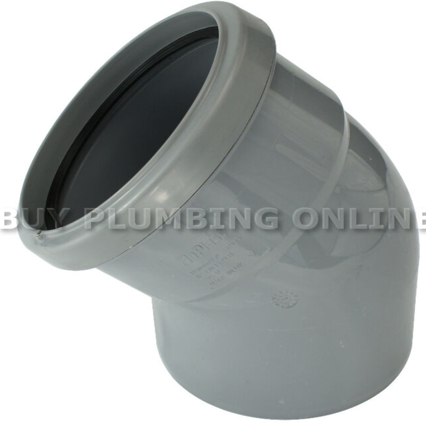 FloPlast 110mm Soil Bend 135° Single Socket Grey SP163