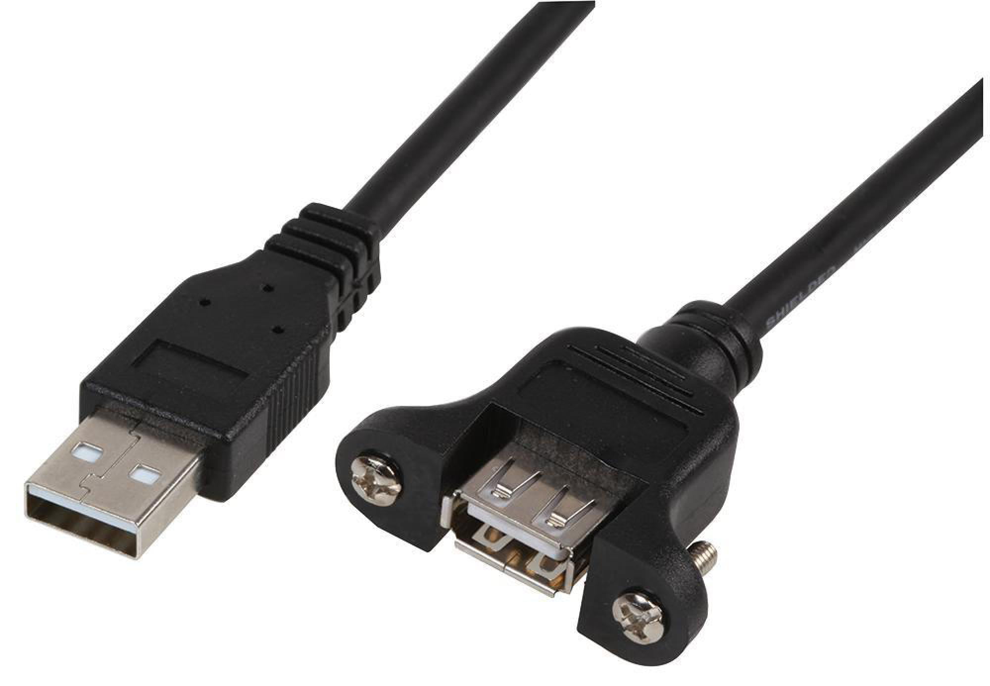 PRO SIGNAL - 0.3m USB A Plug to USB A Chassis Mount Socket Lead