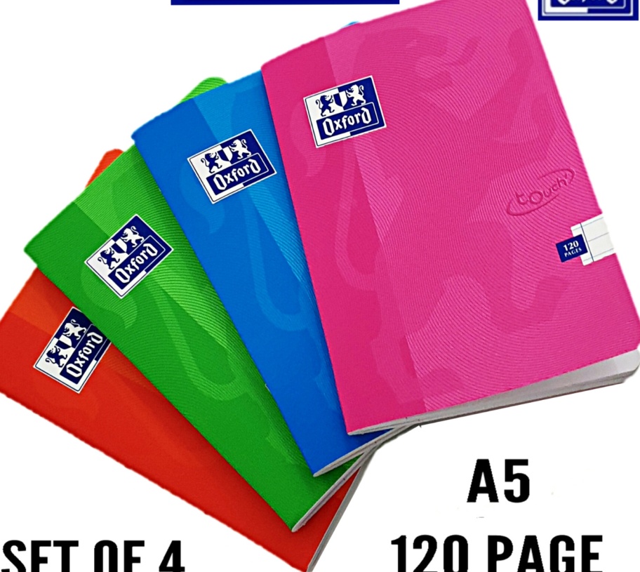 Oxford Touch Stapled Notebook A5 Pack of 4 lined notebooks