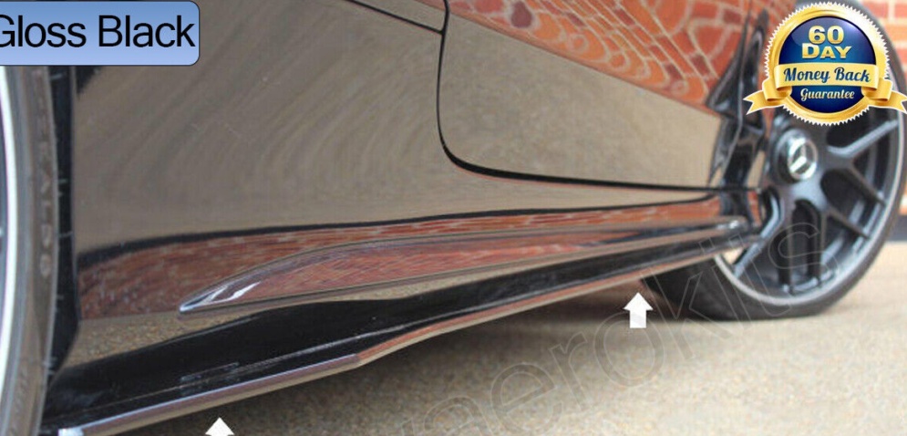 FOR MERCEDES C CLASS W205 C205 2014-21 A CLASS W176 SIDE SKIRTS EXTENSION BLACK