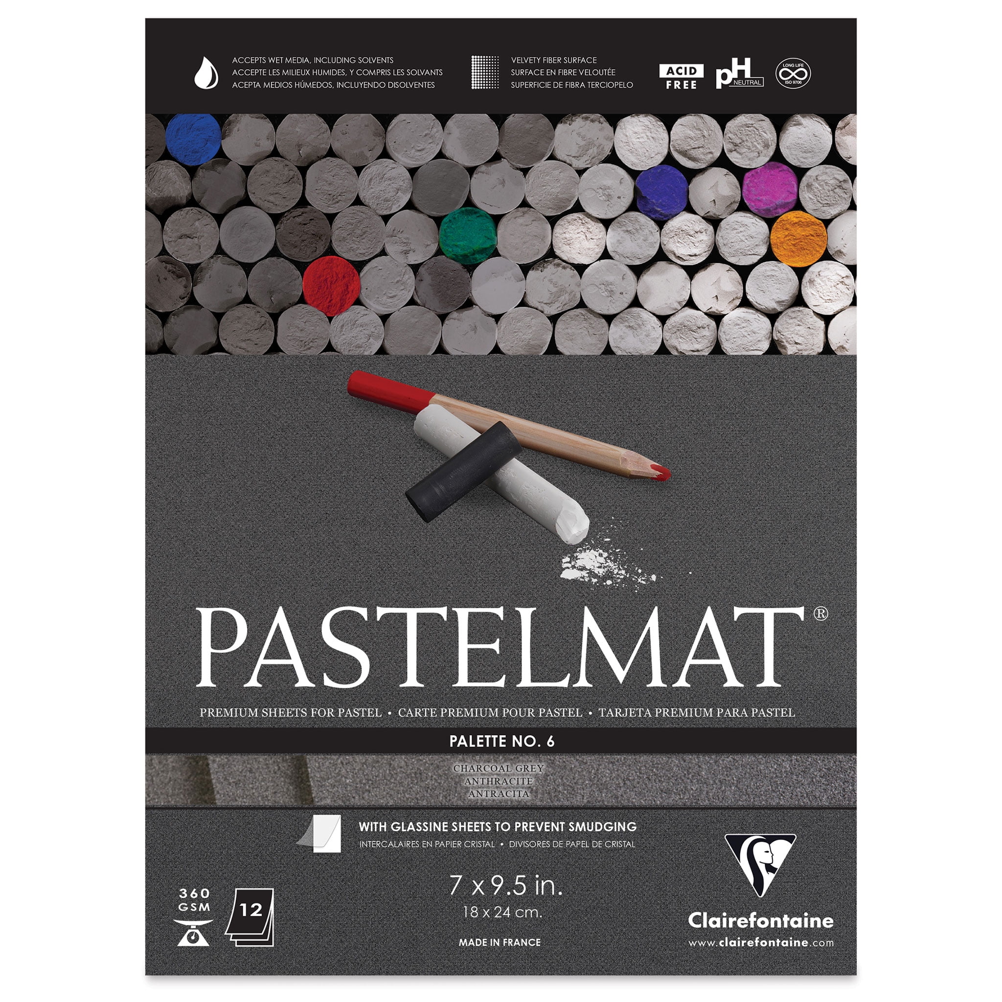 Clairefontaine : No.6 : Pastelmat Pad : 18x24cm (Apx.7x9in) : 12 Sheets : 360gsm