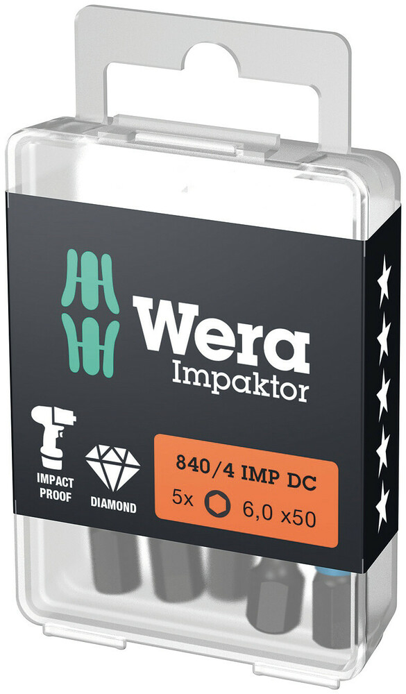 Wera Impaktor Diamond Hard Bit For Hex Screws 5.0 x 50mm 05057645001