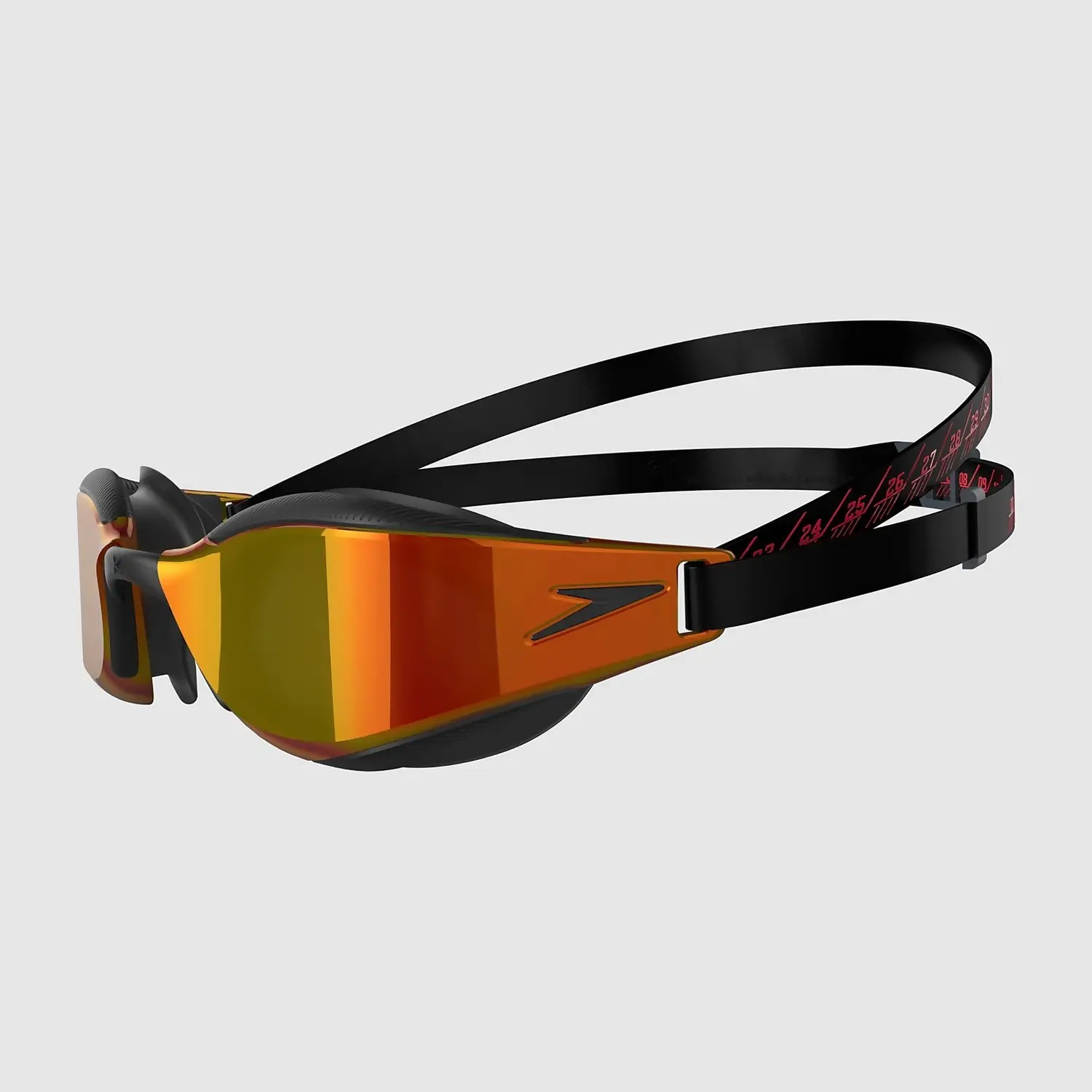 SPEEDO FASTSKIN HYPER ELITE MIRROR SWIMMING GOGGLES BLACK / DRAGON FIRE RACING - Image 3