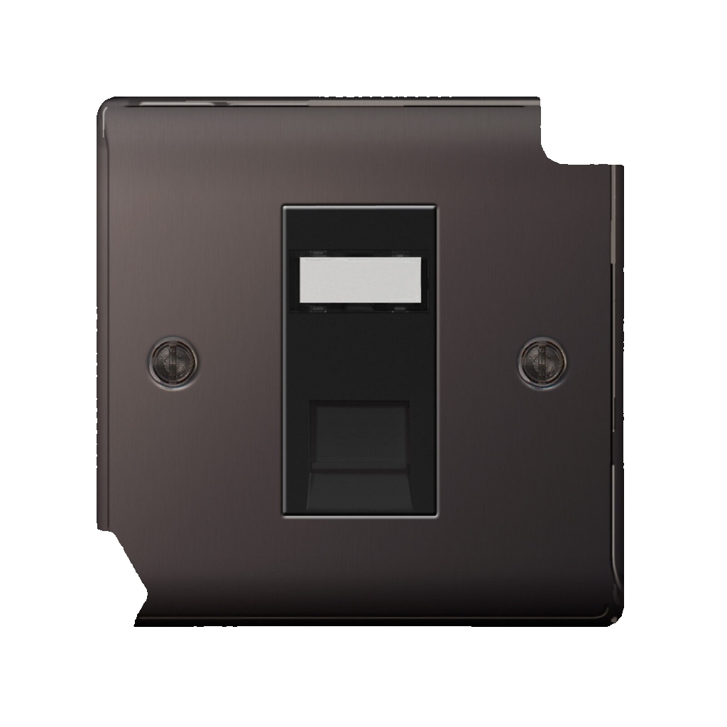 BG Nexus Black Nickel NBNRJ451 1 Gang RJ45 Cat5e Data Socket Outlet Black Insert