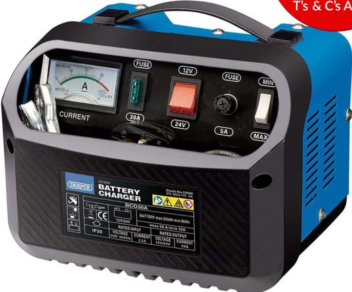Draper Workshop 12/24V 16-20A Battery Charger - 52985 - Image 3