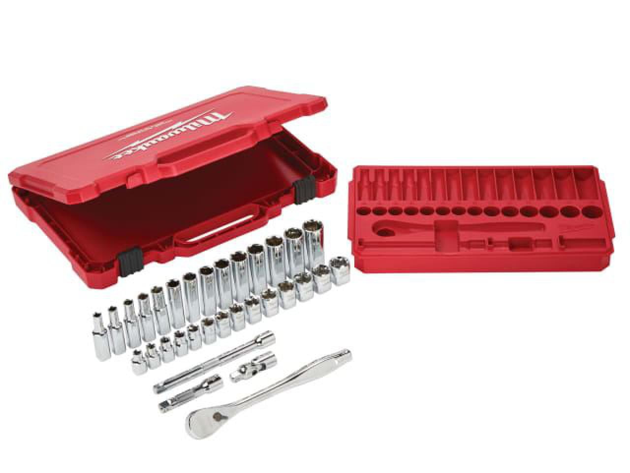 Milwaukee 3/8"" Drive Ratchet & Socket Set - 32pc - Metric - 4932464945
