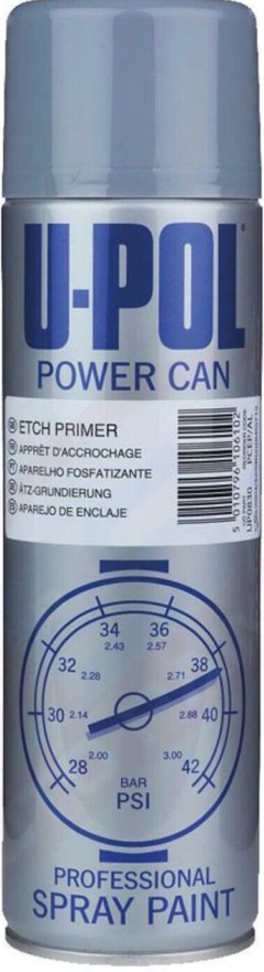 UPOL Isopon Power Can Etch Primer Grey Spray Aerosol Anti-Corrosive 500ml X2