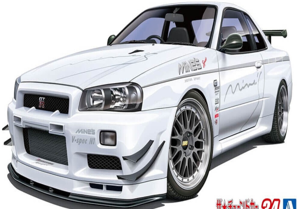 1:24 Scale Aoshima Mine's Nissan Skyline BR34 GTR Model Kit