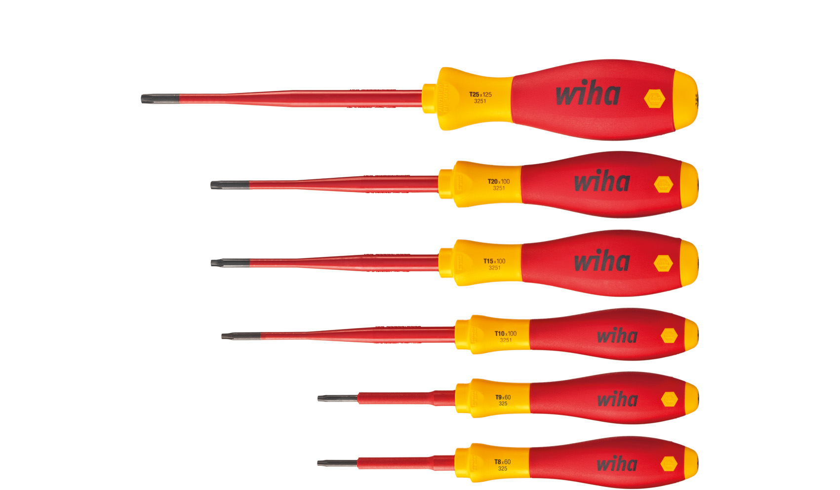 Wiha 36558 Screwdriver Torx 6pcs SlimFix T8 To T25 Heads 1000v VDE Electrician