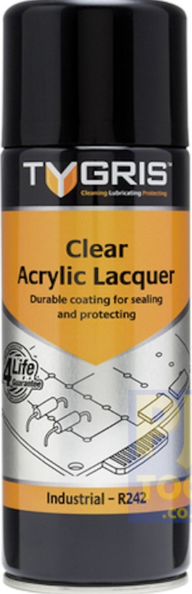 Tygris R242 400ml clear acrylic lacquer film coating & sealing spray
