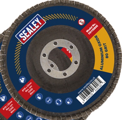 Sealey FD11580E10 115mm Aluminium Oxide Flap Discs 80Grit 22mm Bore - Pack of